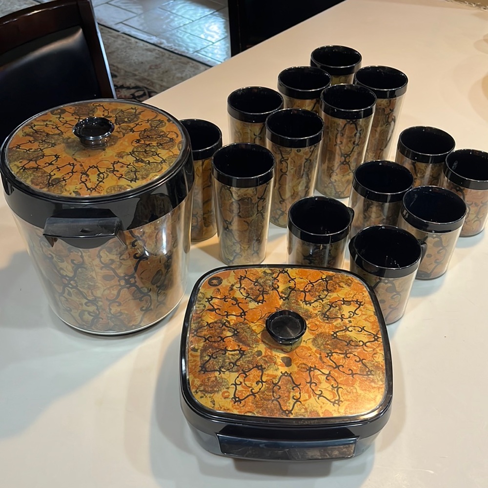 Vintage Thermo-Serv bundle ice bucket, server, mugs, tumblers